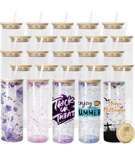 25oz Glass SnowGlobe Cup